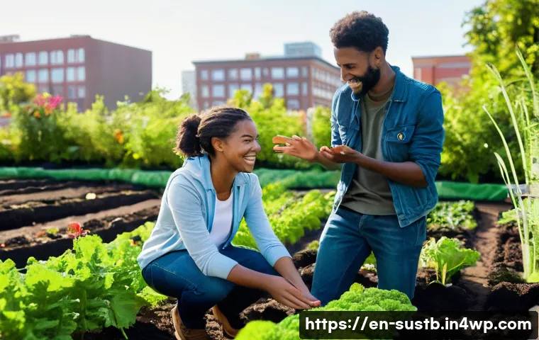 지속가능성 교육을 위한 현장 학습 - **Urban Farm Discovery:** A diverse group of young adults, dressed in practical, casual clothing (su...