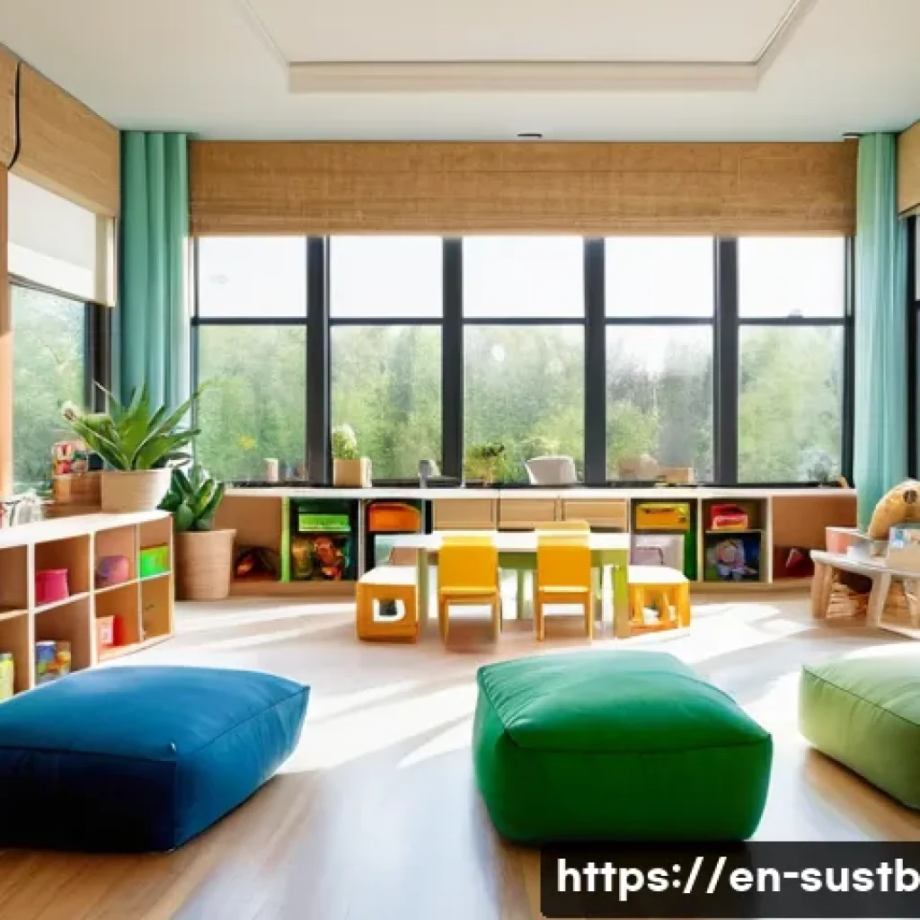 어린이와 함께하는 지속 가능한 건축 - A bright, spacious children's playroom bathed in natural sunlight streaming through large operable w...